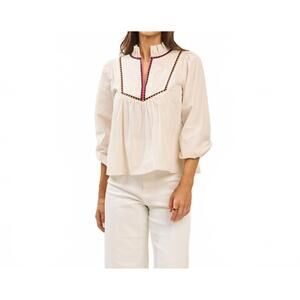 NEW ABLE sophia embroidered top in ecru